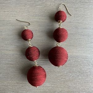 Deep Red Drop Ball Earrings